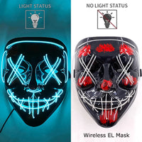 Máscara LED Neón Halloween | Brilla en la Oscuridad